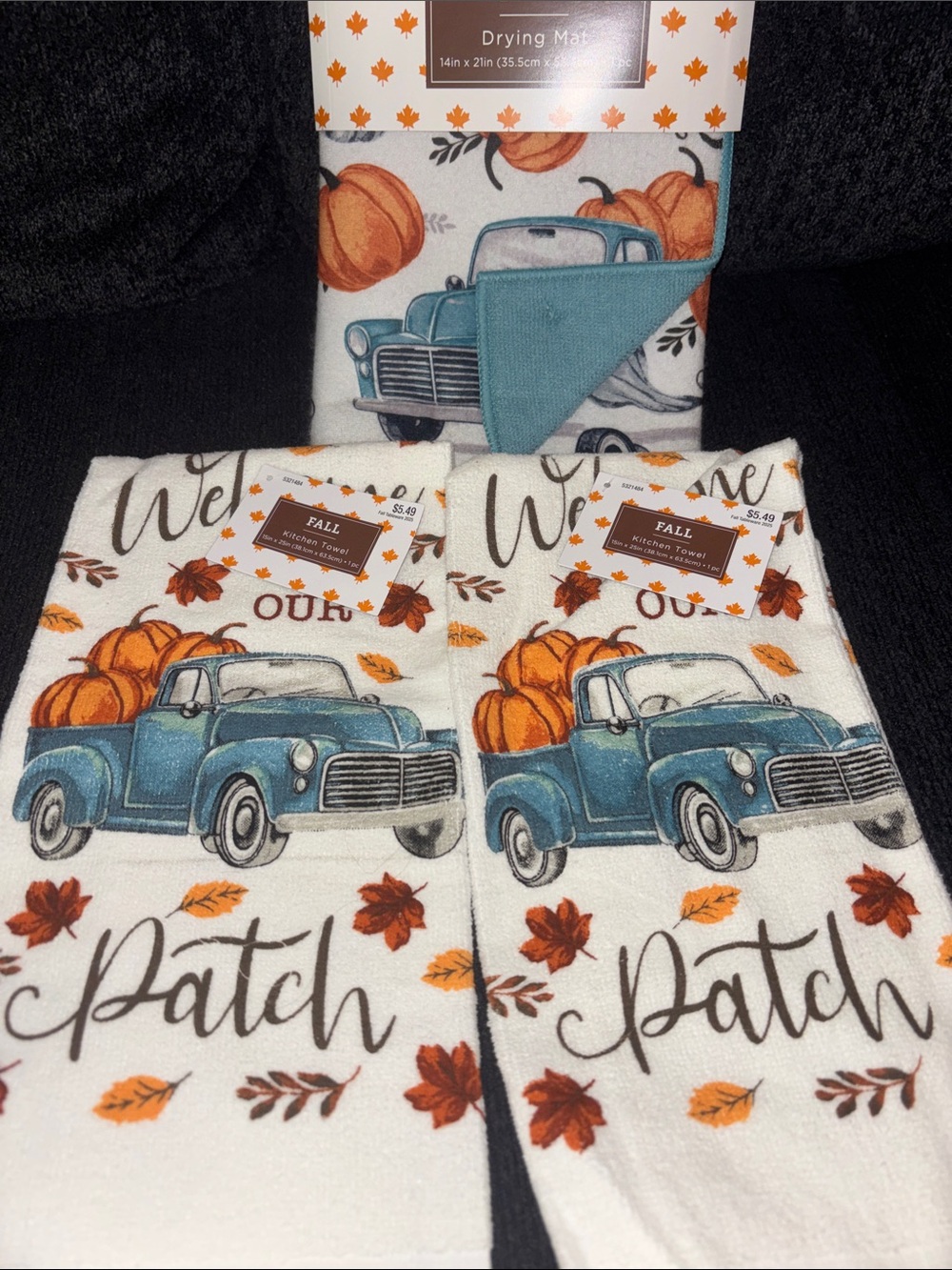 Fall drying mat with matching kitchen towels - Picture 5 of 5
